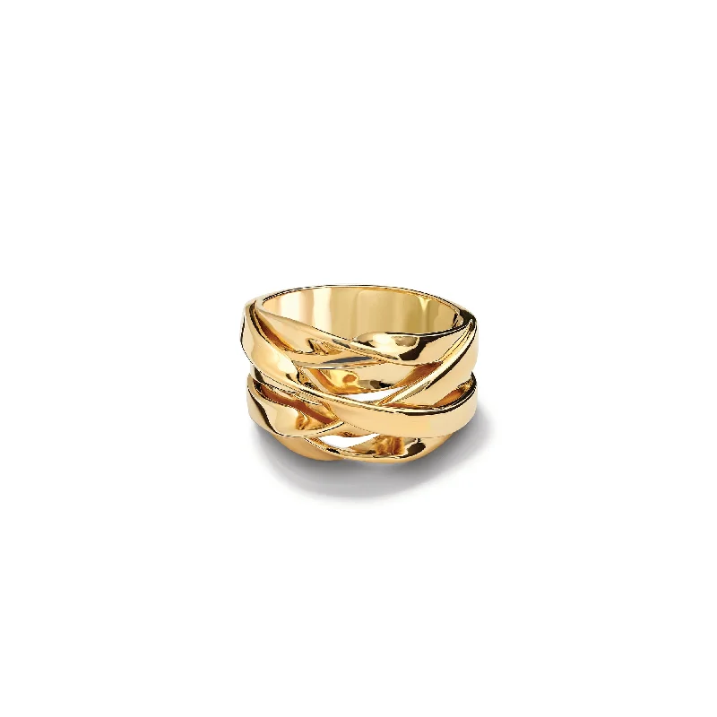 Personalized Couple’s Rings-Tagliatelle Ring Yellow Gold