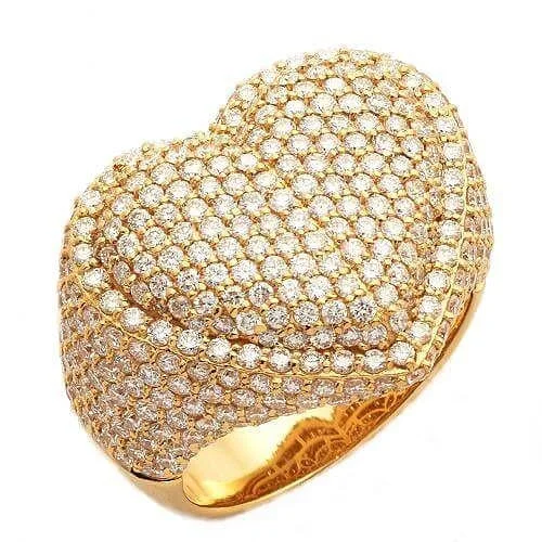 Bold Gold Rings-5.50 CTTW DIAMOND CHUNKY BUBBLE HEART RING