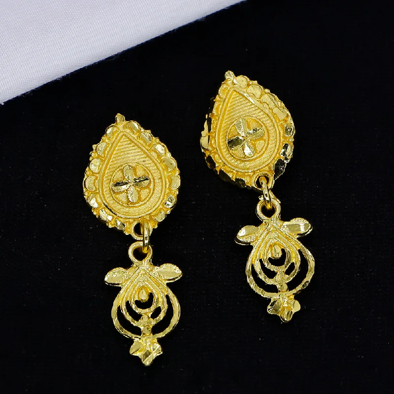 Custom Birthstone Earrings-Mahavir Gold Plated Dangler Earrings