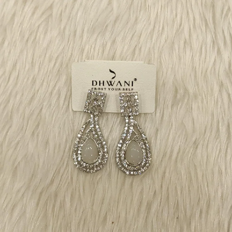 Vibrant Gemstone Earrings-Dhwani Silver Plated Austrian Stone Dangler Earrings