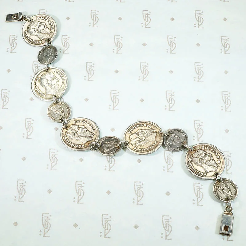 Customizable Charm Bracelets-"Maximiliano Emperador" Coin Sterling Bracelet