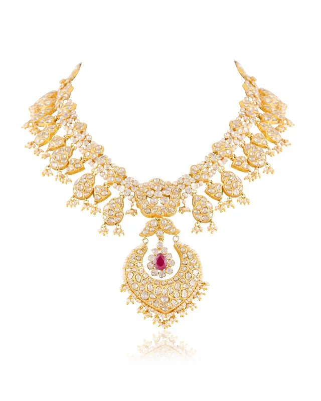 Large Statement Necklaces-Priya Polki Long Necklace