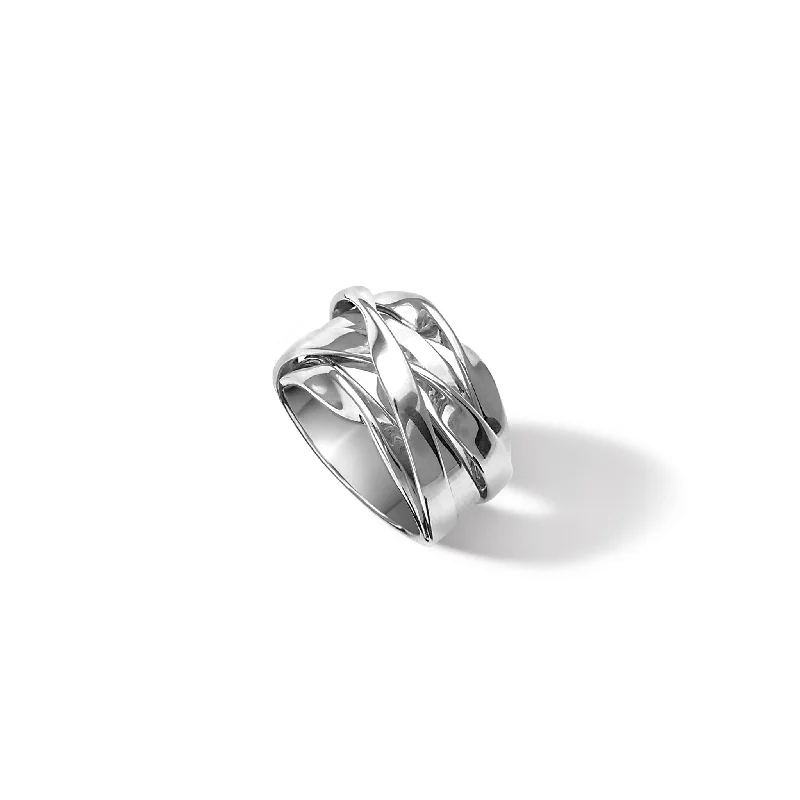 Unique Wedding Band Sets-Tagliatelle Ring Silver