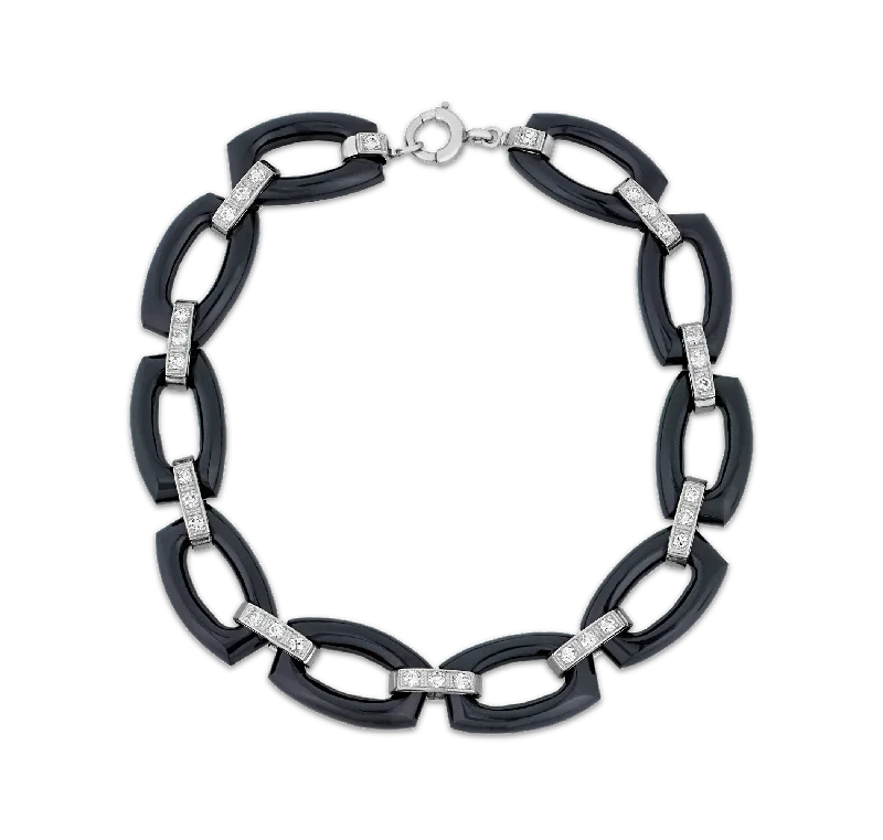 Luxury Diamond Tennis Bracelets-Tiffany & Co. Art Deco Onyx Bracelet