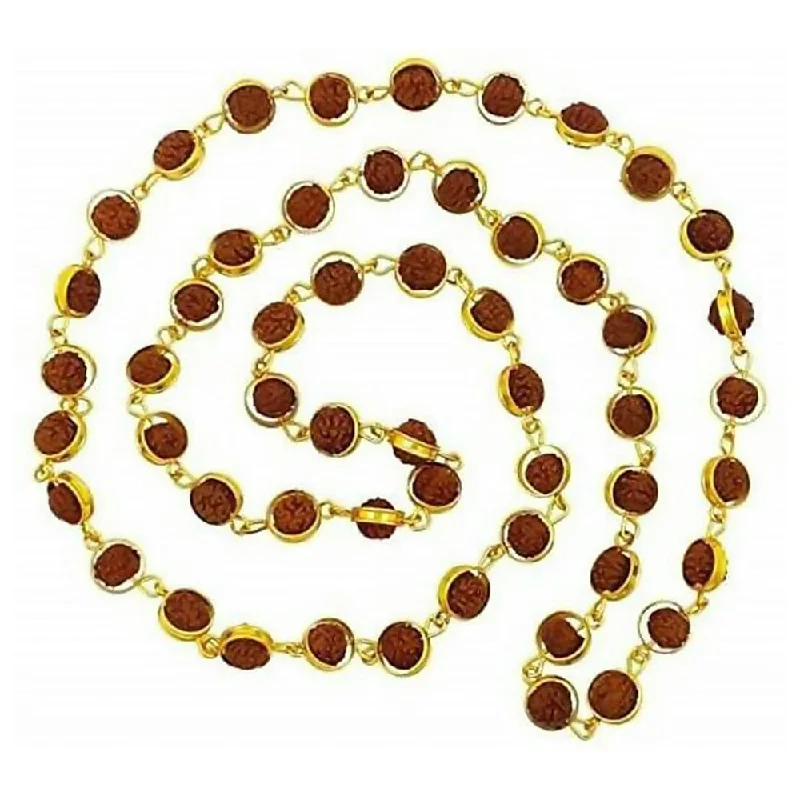 Gold-Plated Necklaces-Martina Jewels Pack Of 6 Traditional Gold Plated Rudraksha Mala for Men