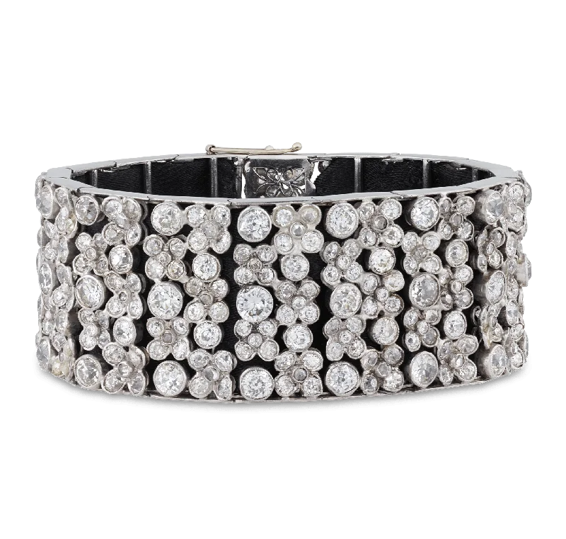 Vintage Leather Bracelets-Edwardian Diamond Bracelet, 65.00 carats