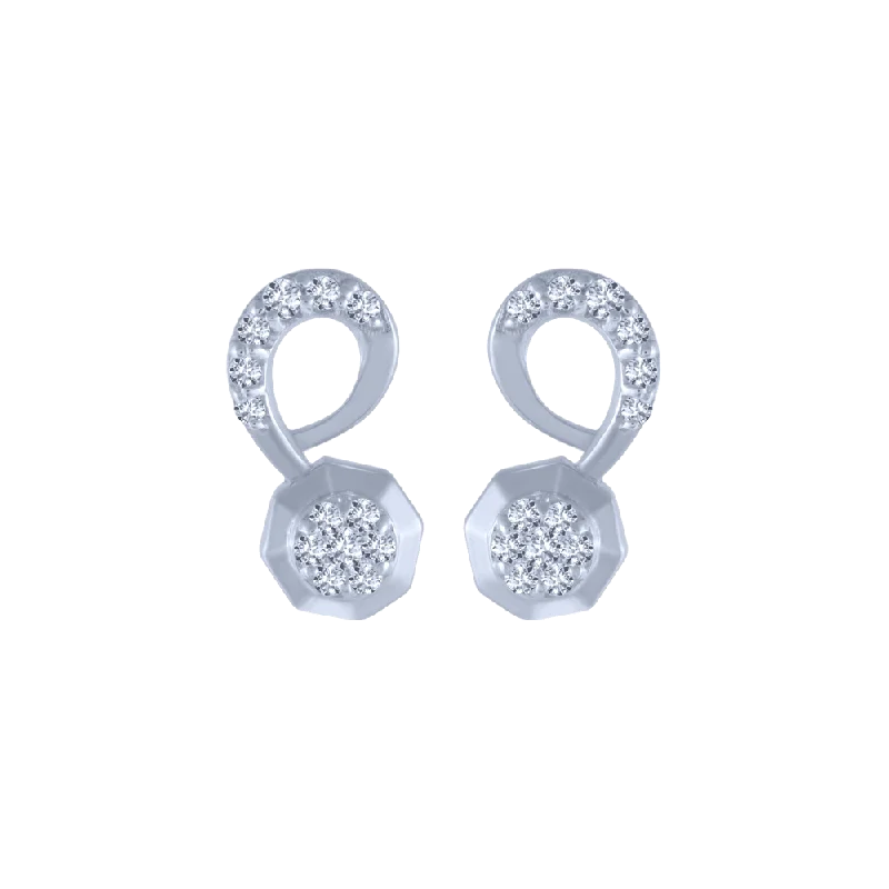 Multi-Layered Earrings-14KT (585) White Gold And Diamond Stud Earrings For Women