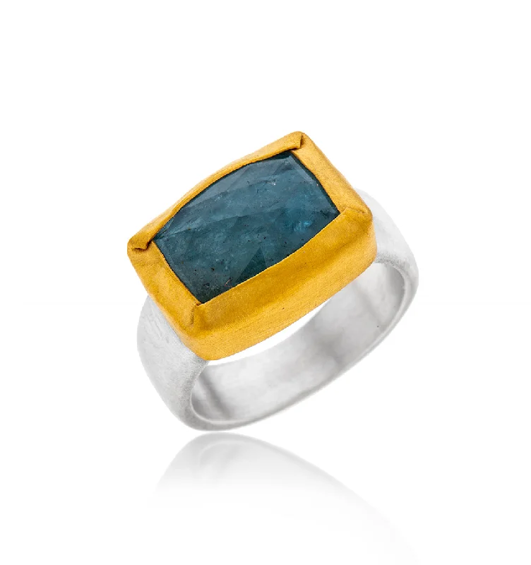 Adjustable Gemstone Rings-Nava Zahavi Yellow Gold Ocean Aqua Ring