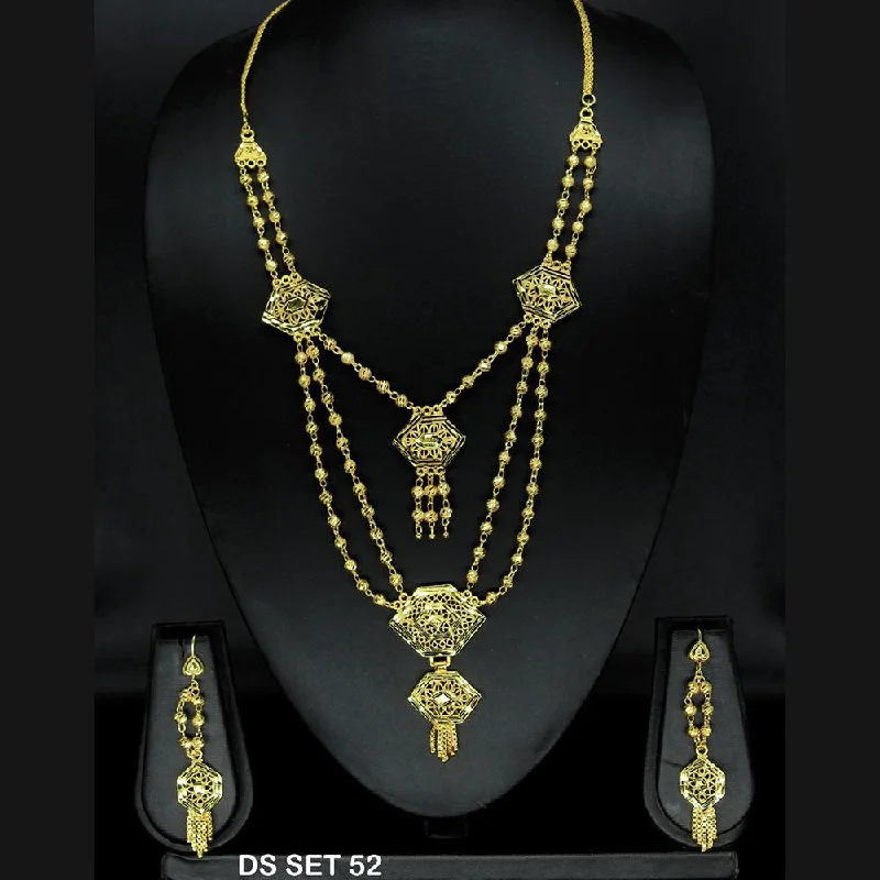 Rose Gold Chain Necklaces-Mahavir Forming Look Gold Plated beautiful Multi Layer Necklace Set  - DS SET 52