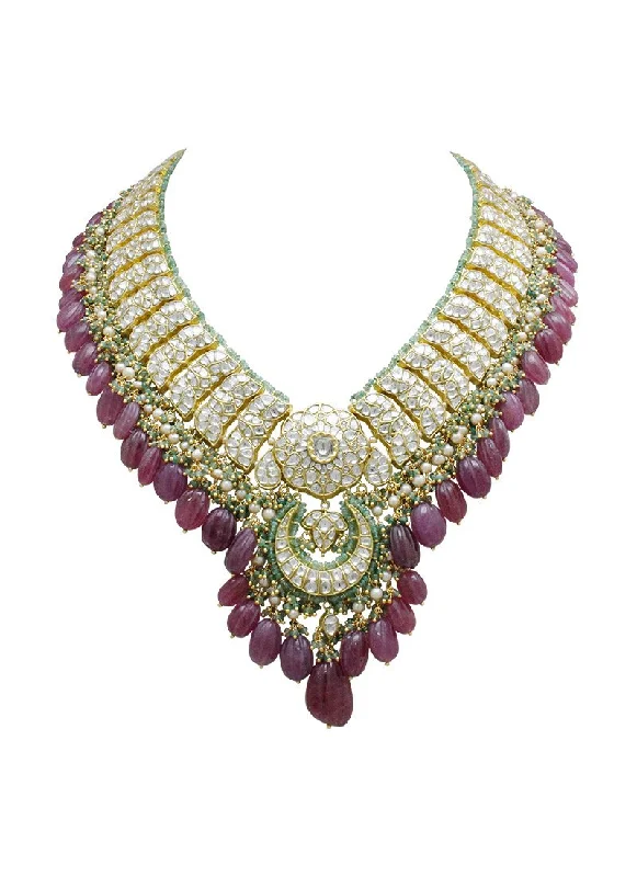 Gold and Diamond Necklaces-Pramila Polki Long Necklace