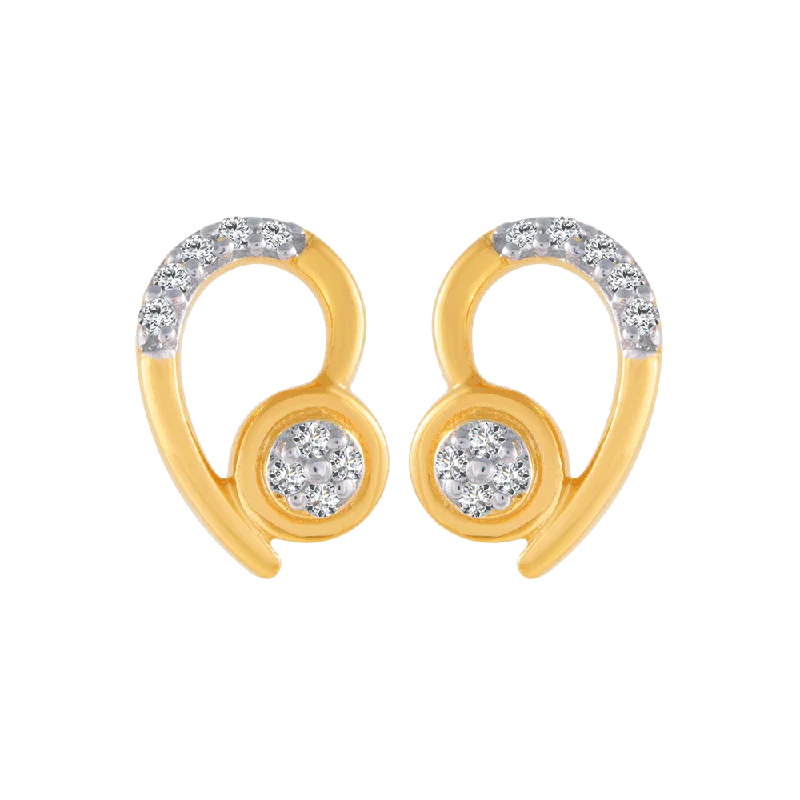 Sparkling Crystal Earrings-14KT (585) Yellow Gold And Diamond Stud Earrings For Women