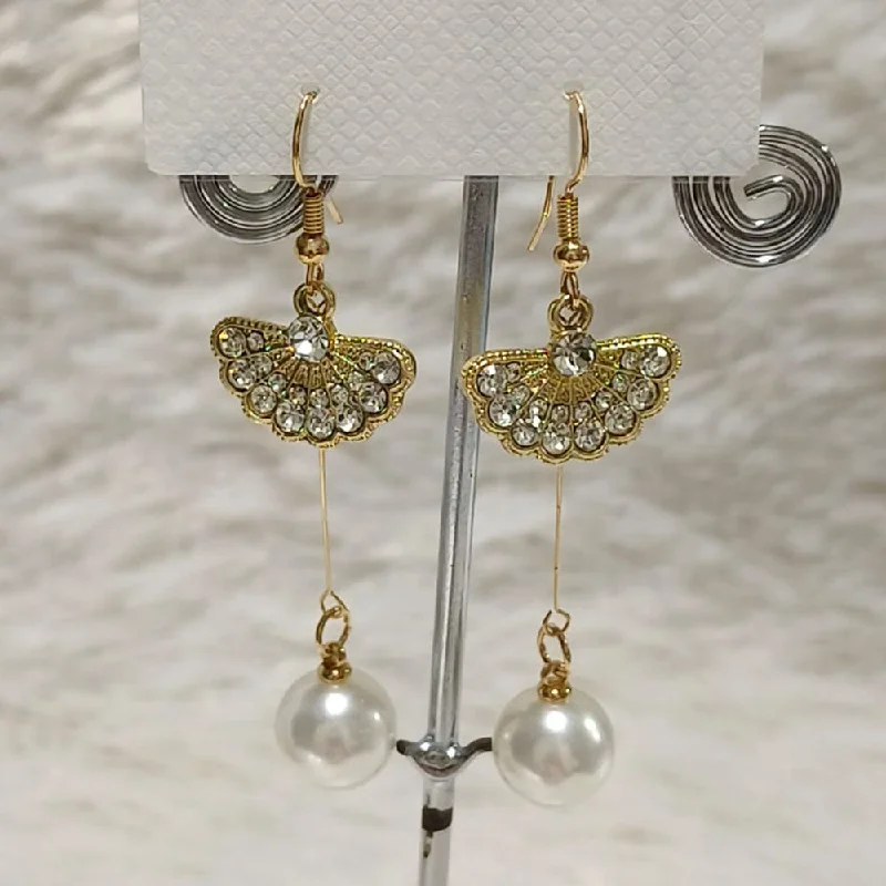 Elegant Long Earrings-Diyu Dhyu Gold Plated Austrian Stone Dangler Earrings