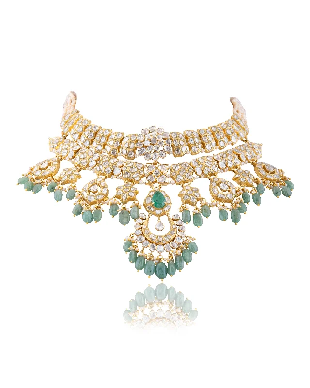 Luxury Choker Necklaces-Kavya Polki Necklace