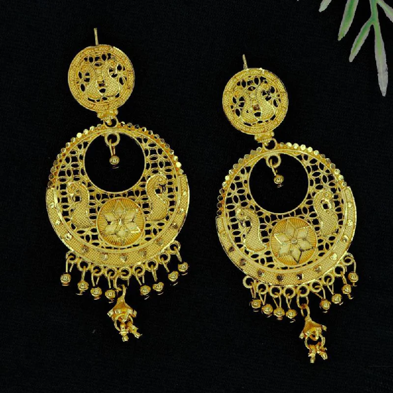 Drop Earrings for Brides-Mahavir Gold Plated Dangler Earrings