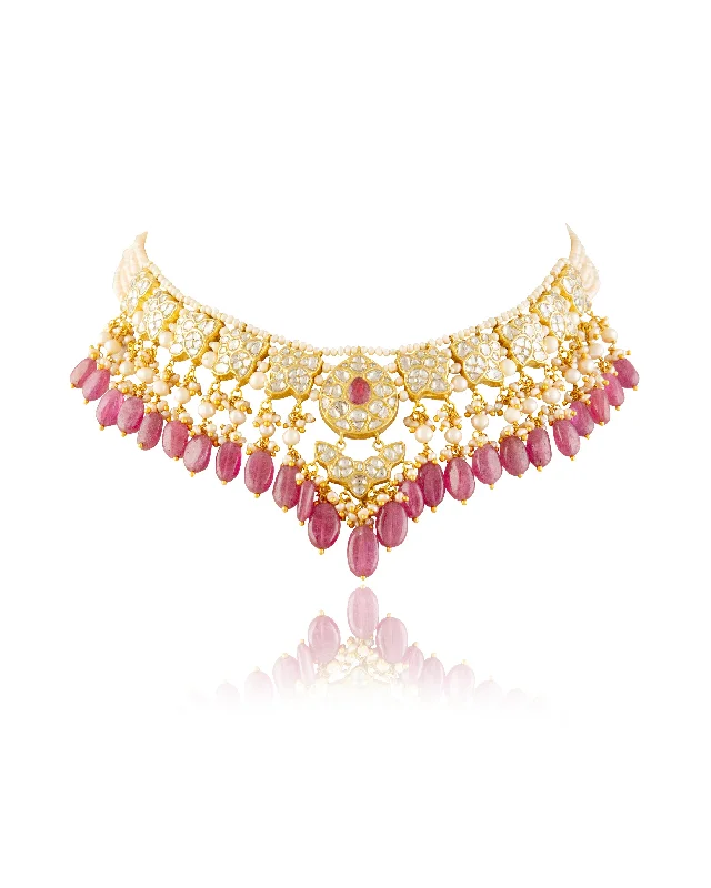 Fashionable Charm Necklaces-Zaya Polki Necklace