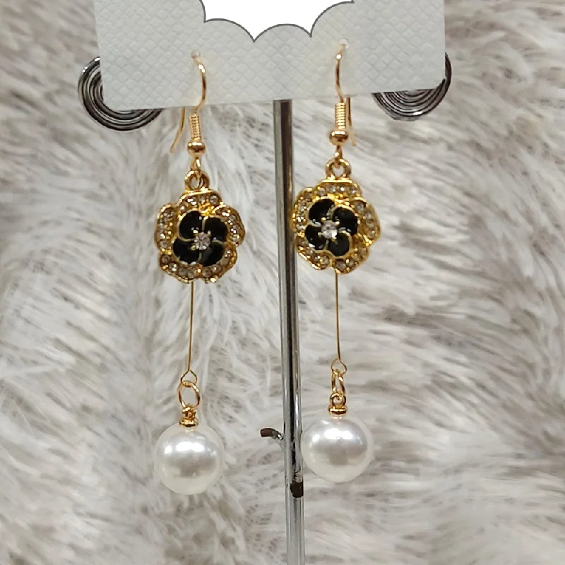 Trendy Earrings for Teens-Diyu Dhyu Gold Plated Austrian Stone Dangler Earrings