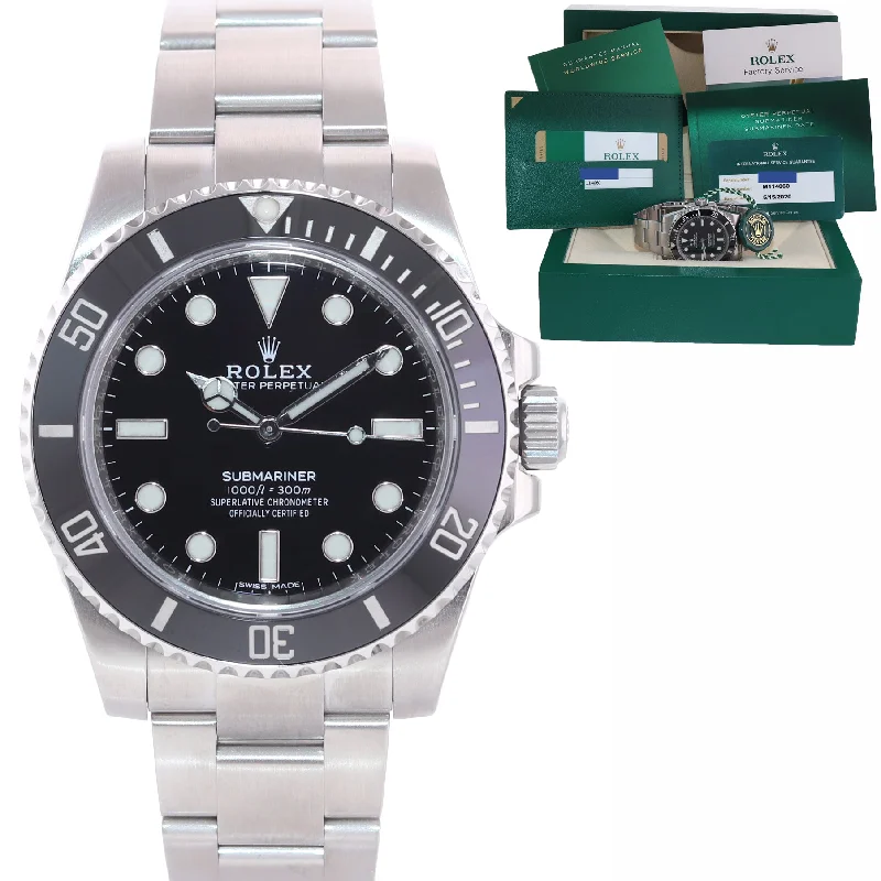 Luxury Women’s Watches with Diamonds-2020 RSC and PAPERS Rolex Submariner No-Date 114060 Steel Black Ceramic Watch Box