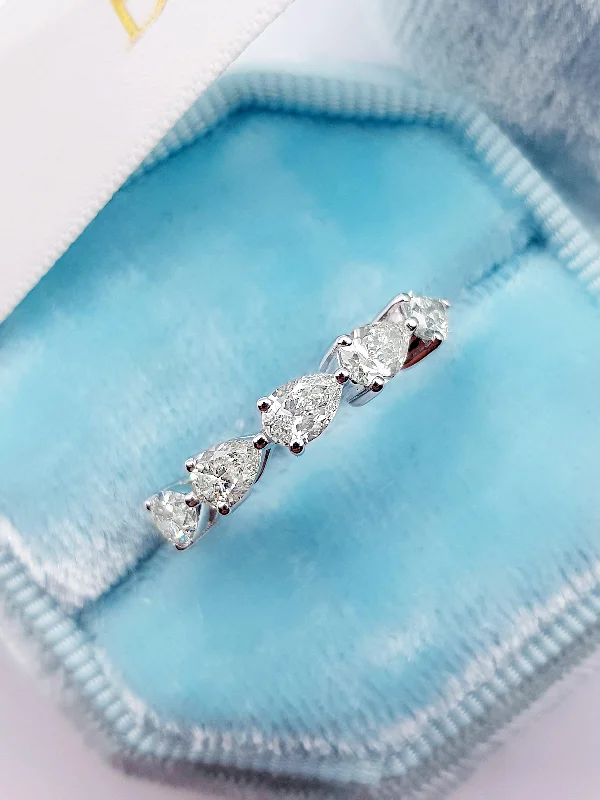 Personalized Couple’s Rings-1.40 ct Pear Shape Diamond Eternity Band