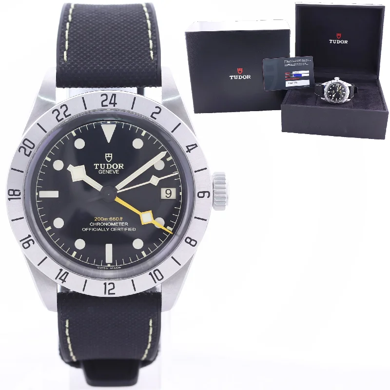 Solar Watches with Time Display-PAPERS 2022 Tudor Black Bay Pro 39mm Stainless Steel Black GMT Date Watch 79470