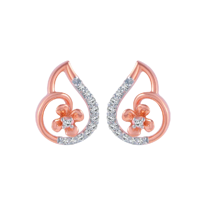 Luxury Diamond Earrings-14KT (585) Rose Gold And Diamond Stud Earrings For Women