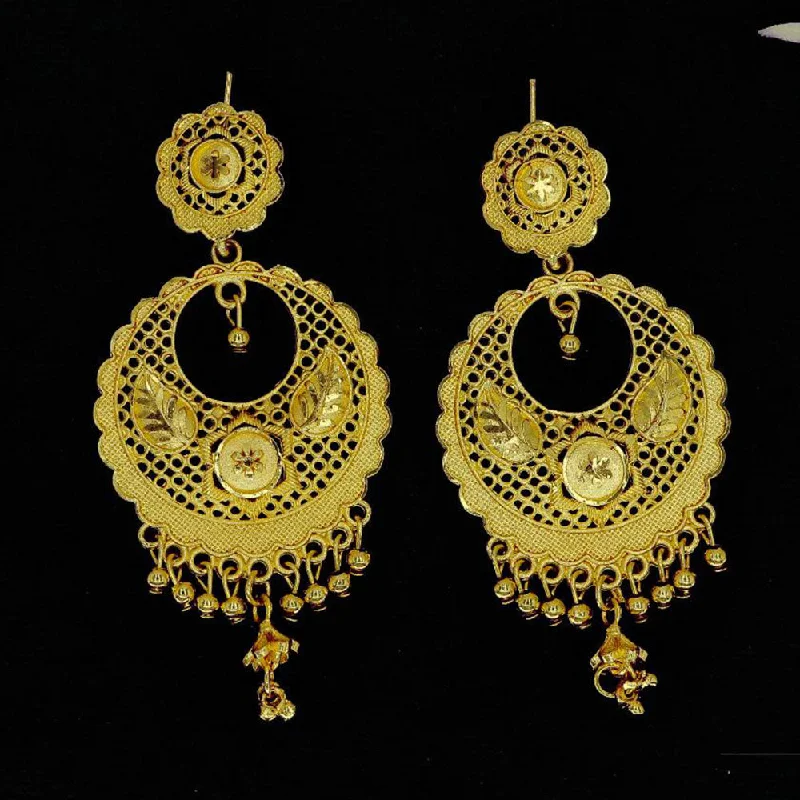 Personalized Gold Earrings-Mahavir Gold Plated Dangler Earrings