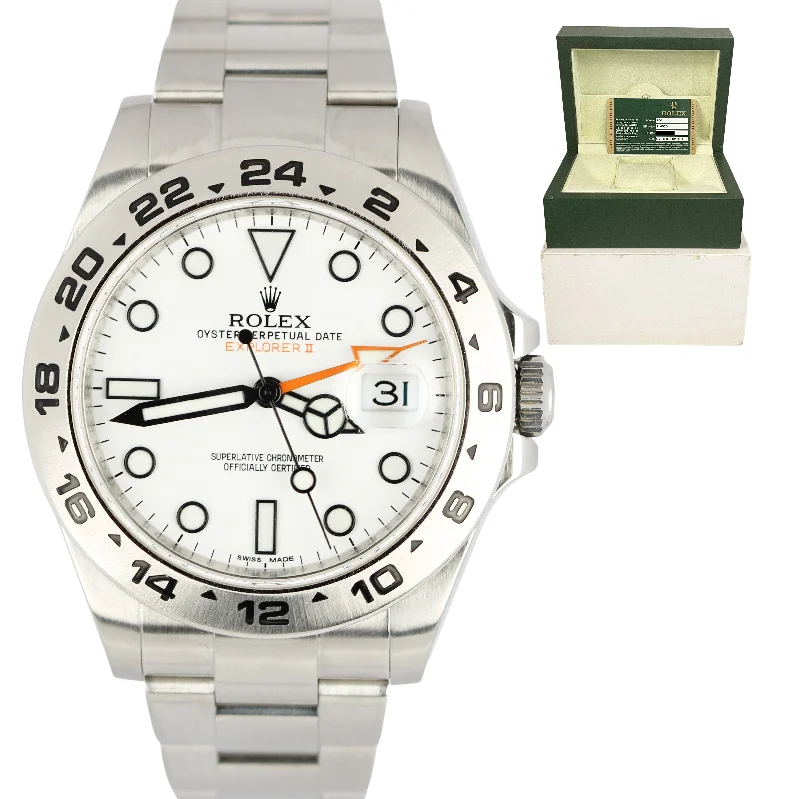 Personalized Sports Watches for Men-2011 Rolex Explorer II Orange POLAR WHITE 42mm GMT 216570 Watch Box & Papers