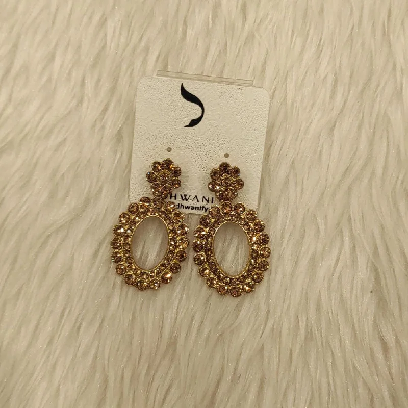 Stylish Hoop Earrings for Women-Dhwani Gold Plated Austrian Stone Dangler Earrings