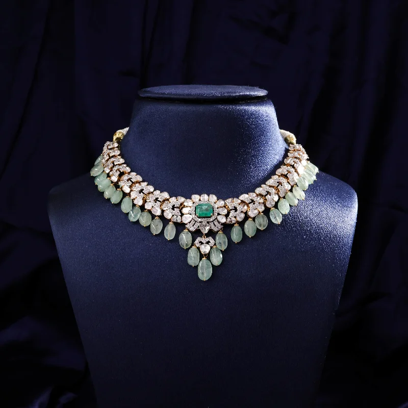 Bohemian Style Necklaces-Ardhna Polki And Diamond Necklace