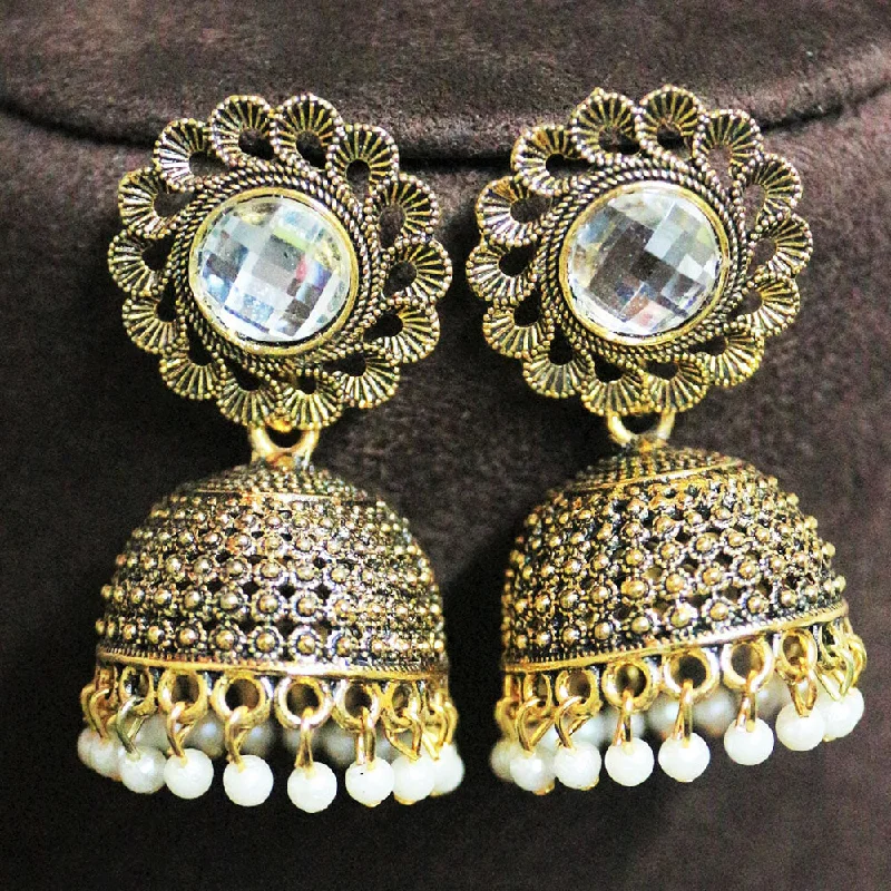 Black Crystal Earrings-H K Fashion Gold Plated Crystal Stone And  Pearls Jhumki Earrings