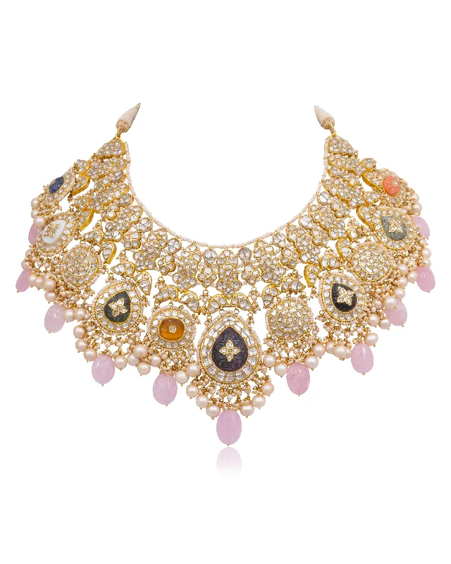 Beautiful Gold Chain Necklaces-Mania Polki Necklace