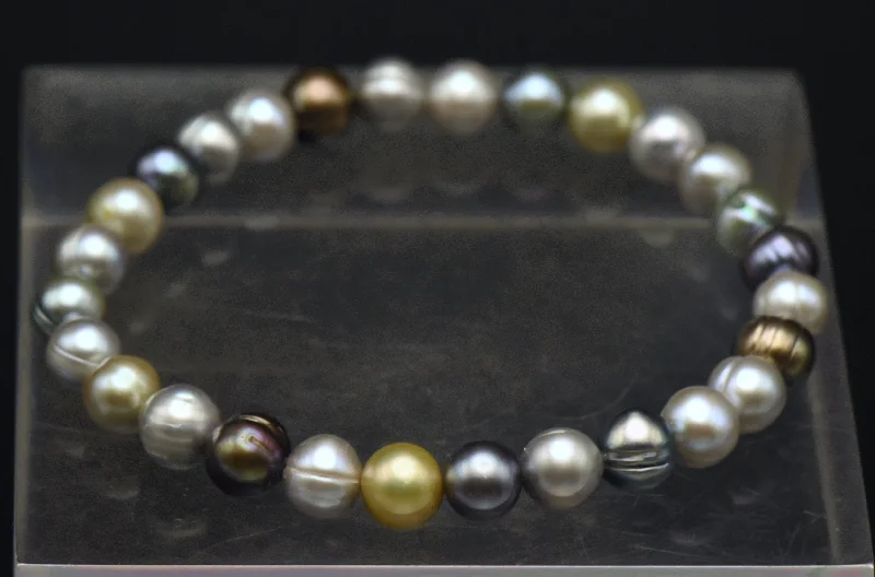 Trendy Tennis Bracelets-Honora - Multi-Color Cultured Pearl Stretch Bracelet