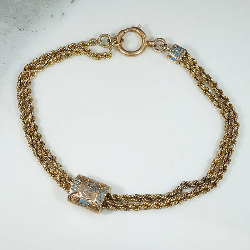 Gold Tennis Bracelets-Victorian Double Rope Chain Slide Bracelet by Ancient Influences