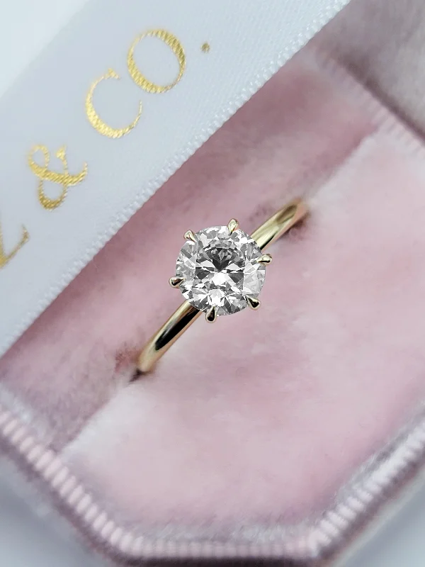 Unique Wedding Bands-1.02 Carat Lab Grown Round Brilliant Cut Solitaire Diamond Engagement Ring in Yellow Gold