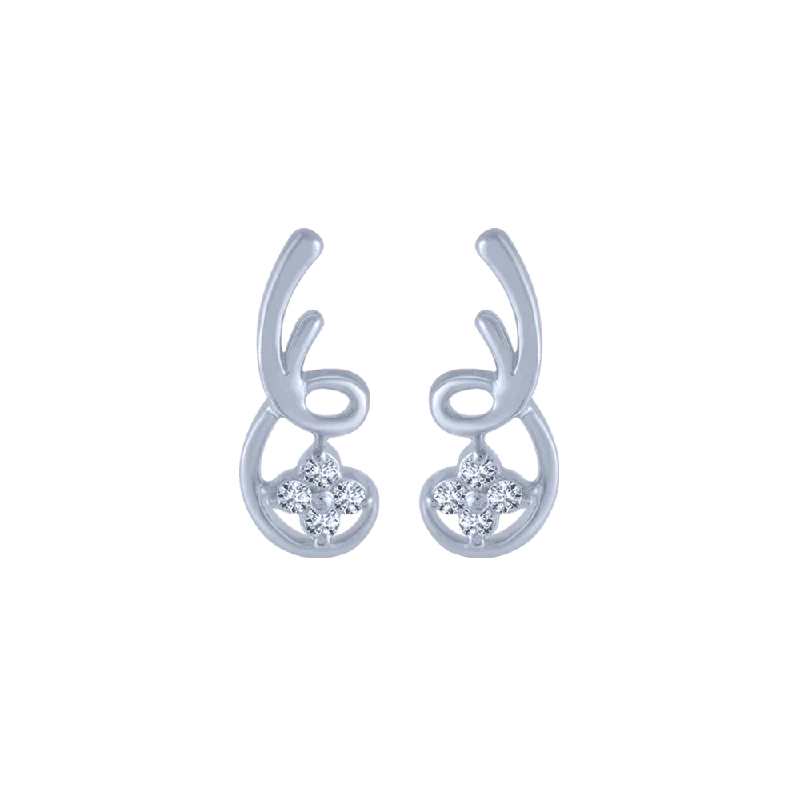 Unique Dangle Earrings-14KT (585) White Gold And Diamond Stud Earrings For Women