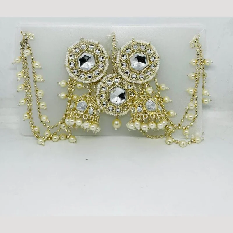 Precious Stone Earrings-Manisha Jewellery Gold Plated Kundan Stone And Pearls Jhumki Earrings