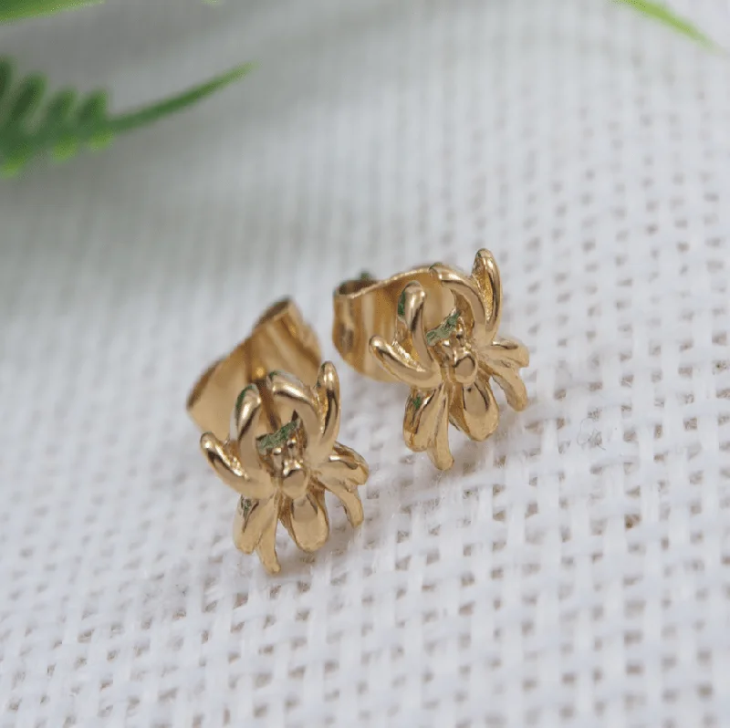 Premium Gold Earrings-Tarohi JewelsStainless Steel Gold Plated Spidar Stud Earring- STNER 3905