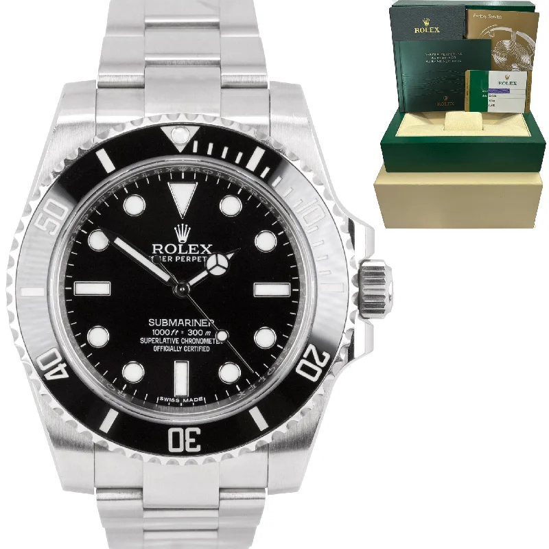 Luxury Smart Watches with Custom Features-MINT 2015 PAPERS Rolex Submariner No-Date Steel 40mm Ceramic Dive Watch 114060