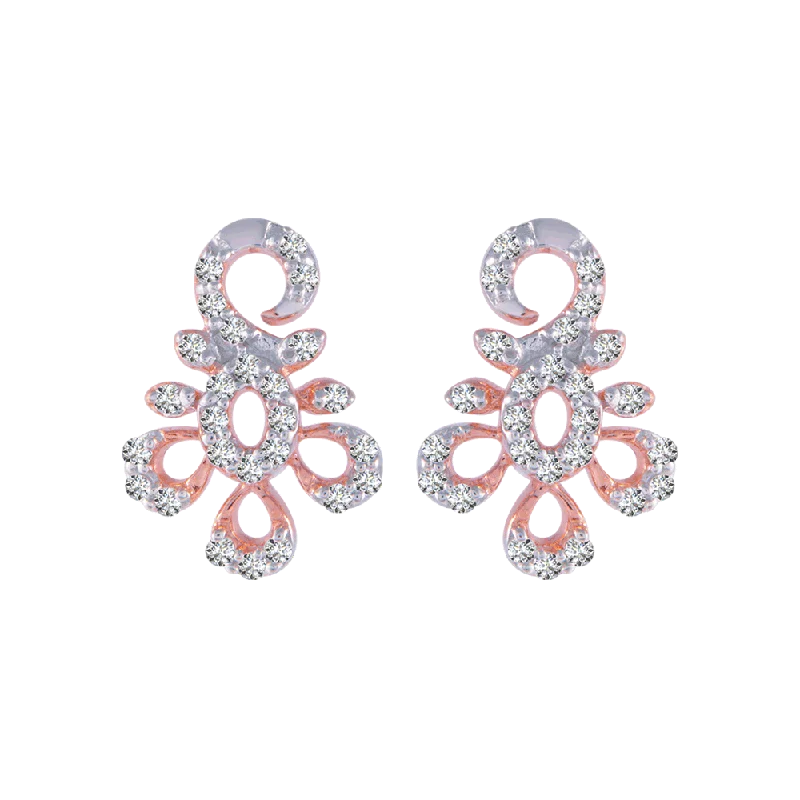 Crystal Drop Earrings-14KT (585) Rose Gold And Diamond Stud Earrings For Women