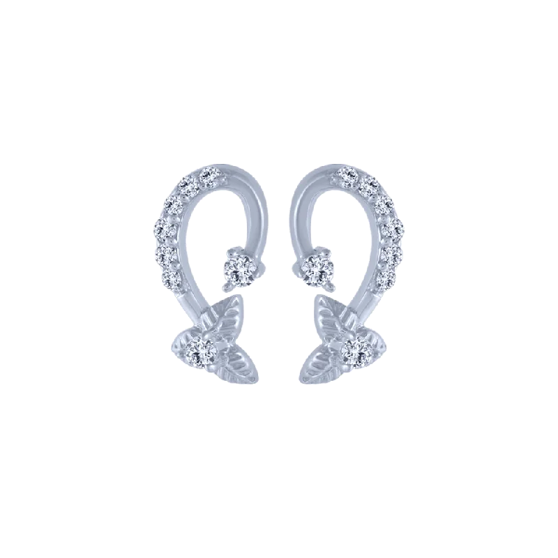 Artisanal Earrings for Sale-14KT (585) White Gold And Diamond Stud Earrings For Women