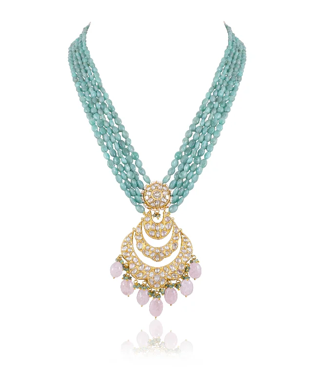 Colorful Crystal Necklaces-Siddhi Polki Long Necklace