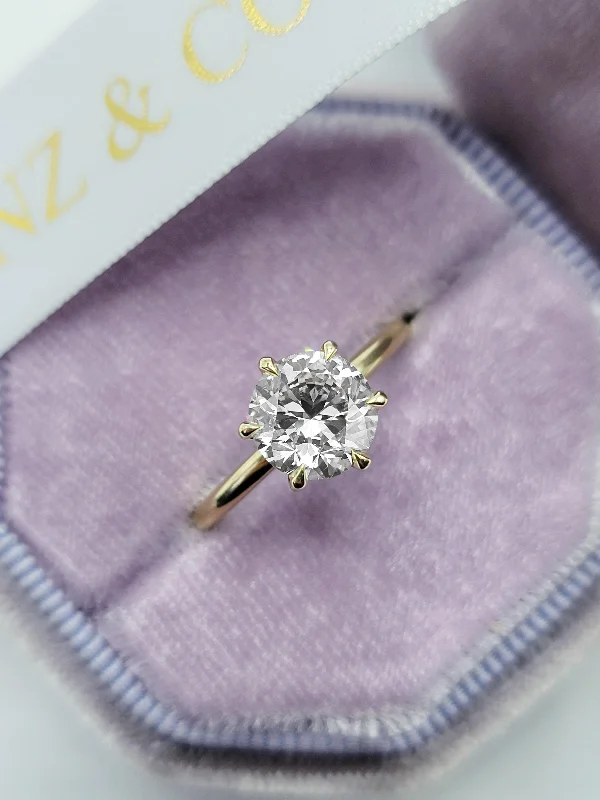 Elegant Engagement Rings-1.50 Carat Lab Grown Round Brilliant Cut Solitaire Diamond Engagement Ring in Yellow Gold