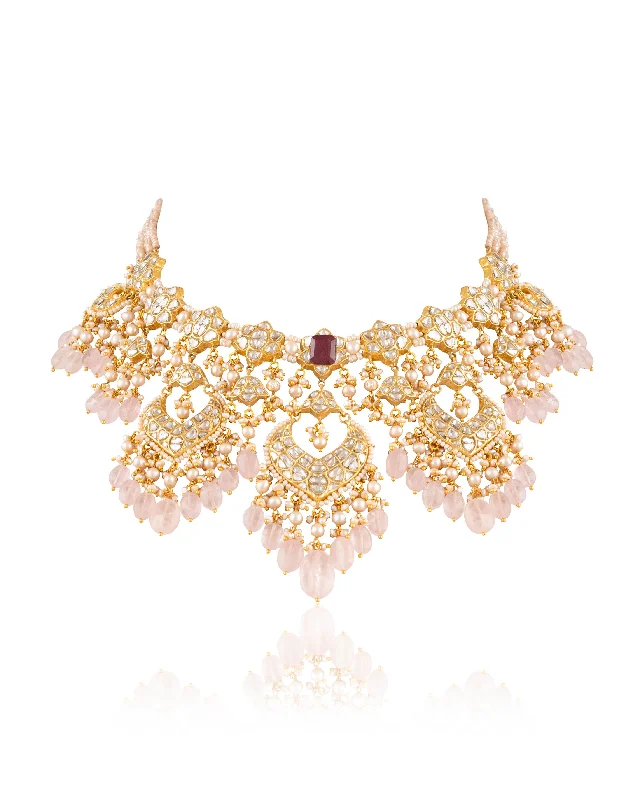 Elegant Gold Necklaces-Vedika Polki Necklace