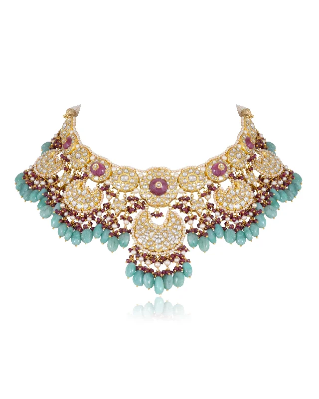 Bohemian Gemstone Necklaces-Xamai Polki Necklace