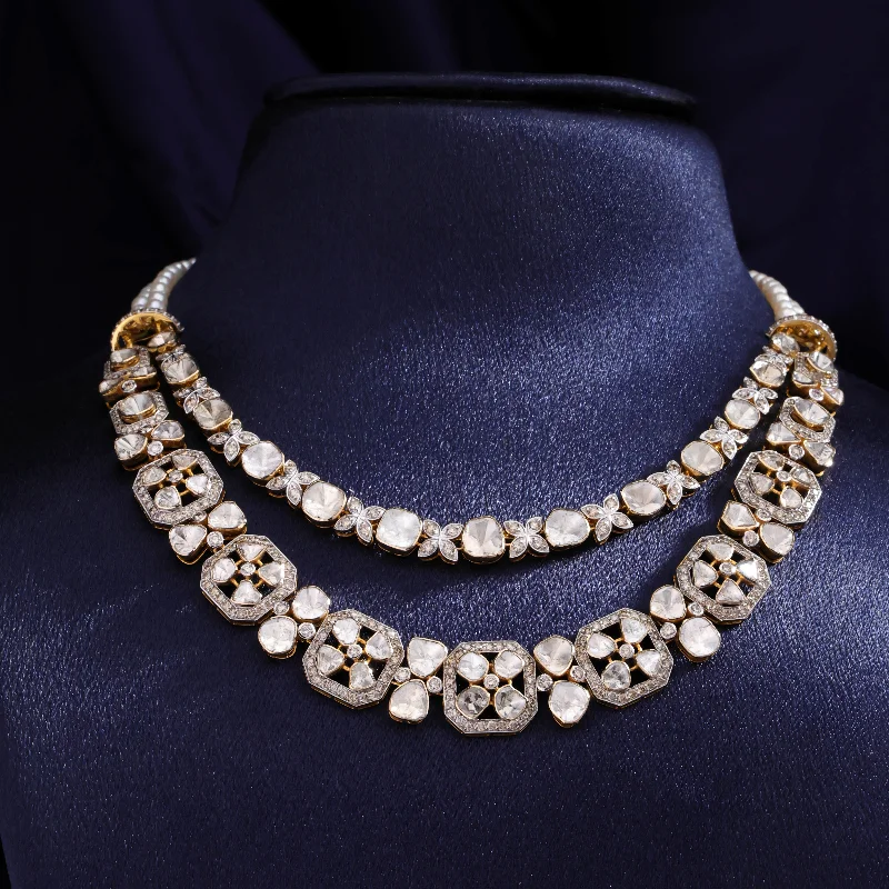 Gold Chain Necklaces for Women-Laiba Polki And Diamond Necklace