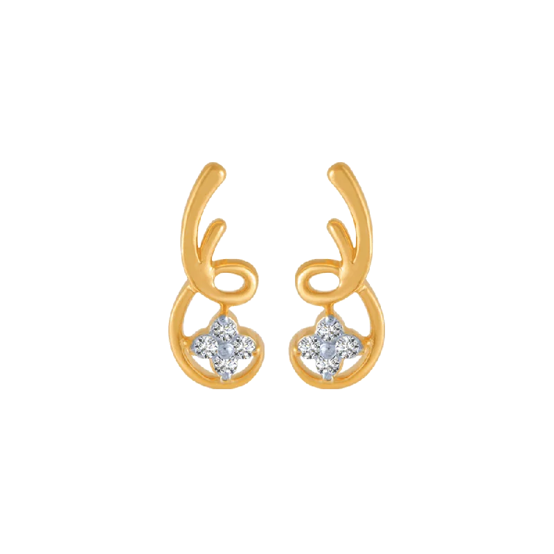 Chic Silver Stud Earrings-14KT (585) Yellow Gold And Diamond Stud Earrings For Women