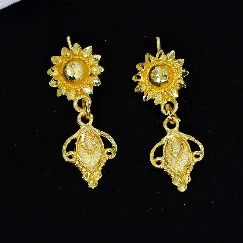 Luxury Earrings for Brides-Mahavir Gold Plated Dangler Earrings