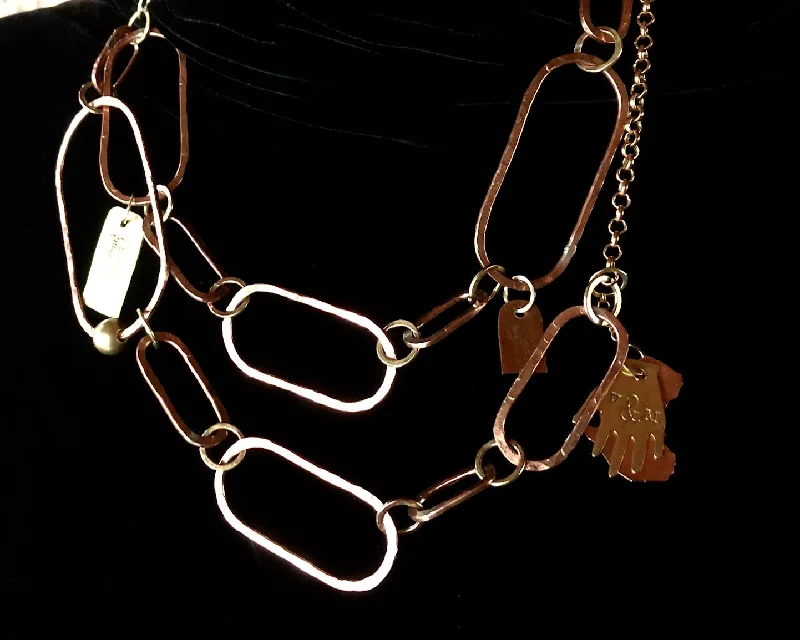 Gold Choker Necklaces-Long Hoop Paperclip copper