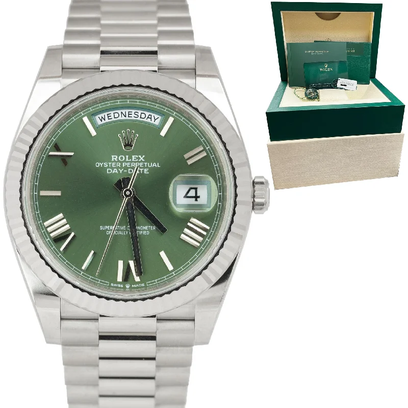 Men’s Digital Watches with Stopwatch-NEW SEPT 2022 Rolex Day-Date 40mm OLIVE Green President 18K White Gold 228239