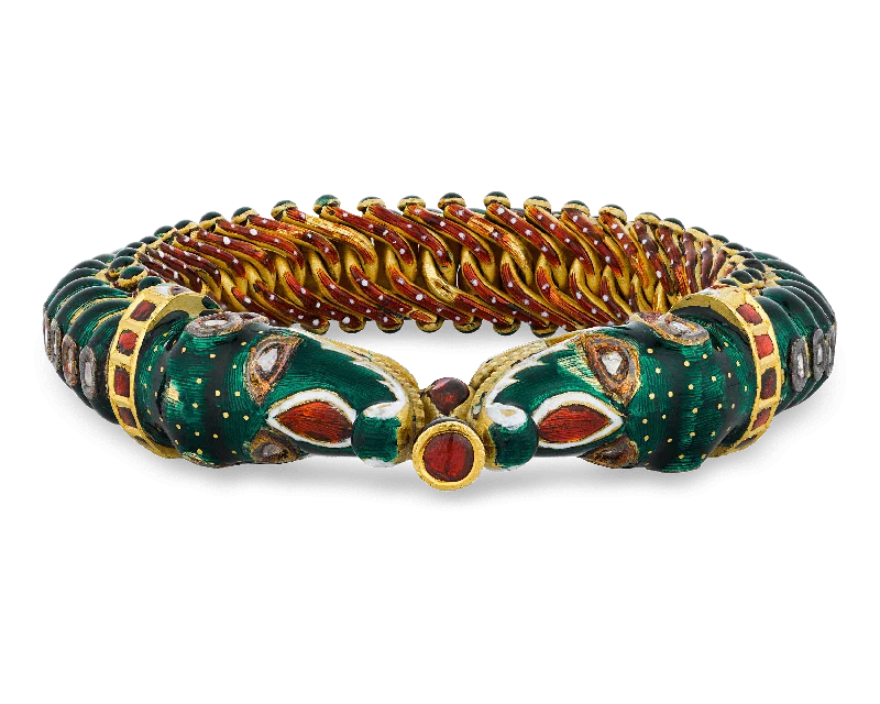 Classic Tennis Bracelets-Enamel and Gold Dragon Bracelet