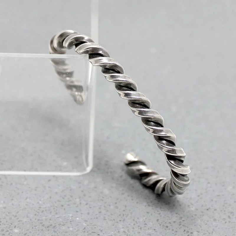 Adjustable Metal Bracelets-Twisted Sterling Cuff Bracelet